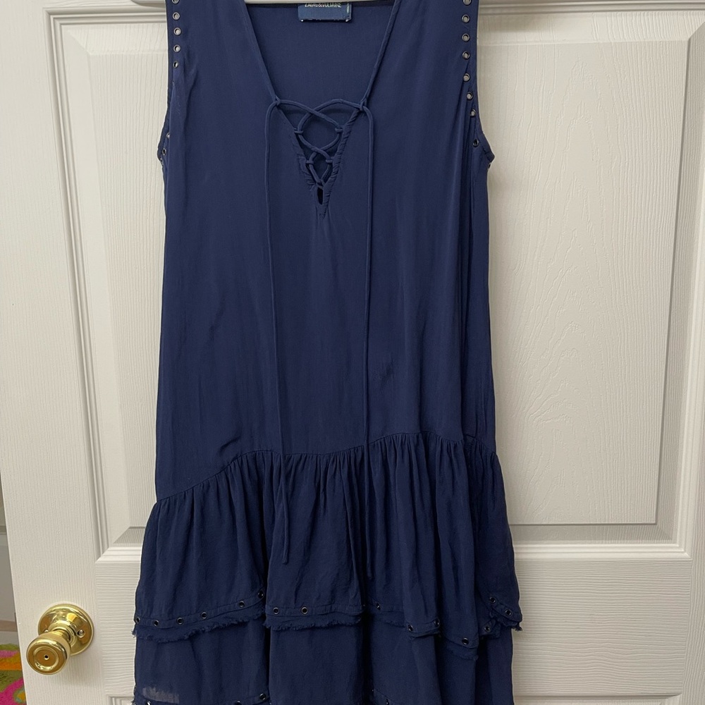 Navy Sleeveless Dress with Stud Details